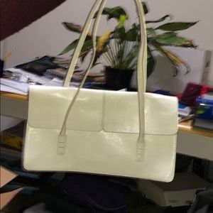 White leather purse